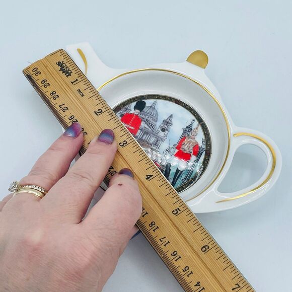 James Sadler HORSEGUARDS British London Themes Teabag Holder Teapot Shape Gold - Picture 6 of 6